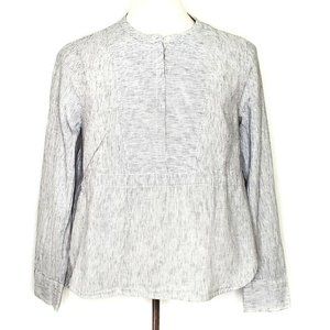 J Crew Gathered Front Linen Cotton Popover Shirt